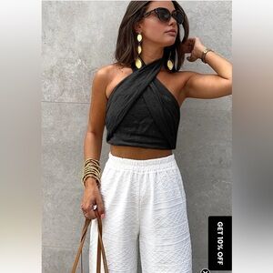 Cotton & Line Crisscross Halter Tank Top Commense S CC20 (15)